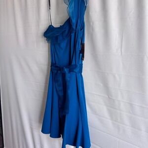 Nue by Shani NWT Blue Sheer‎ Dress with lining& stick ribbon around chest to s